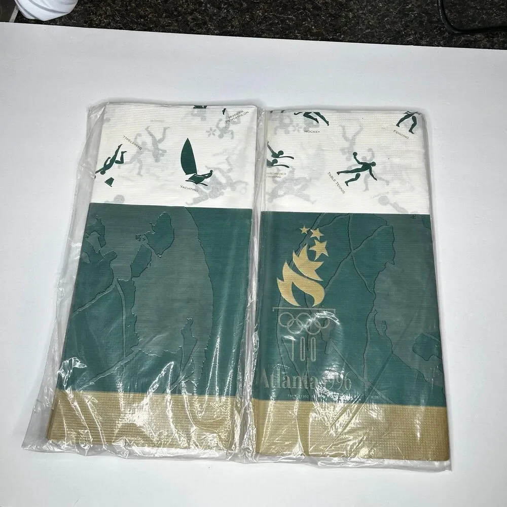 2 vintage 1996 summer Olympic games table cloths 54 x 89 in